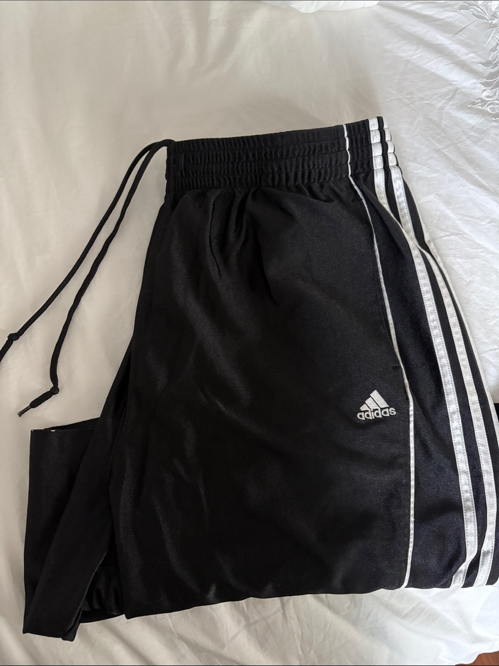 adidas Black Joggers with White Side Stripes